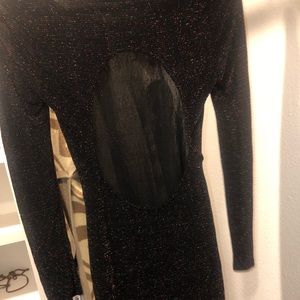 Long sleeve black dress open circle in the back